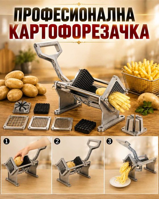 Картофорезачка професионална - 2 модела с комплект ножове