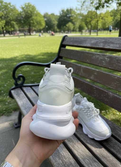 Versace Chain Reaction Alb - Adidasi Premium Piele - Full Box