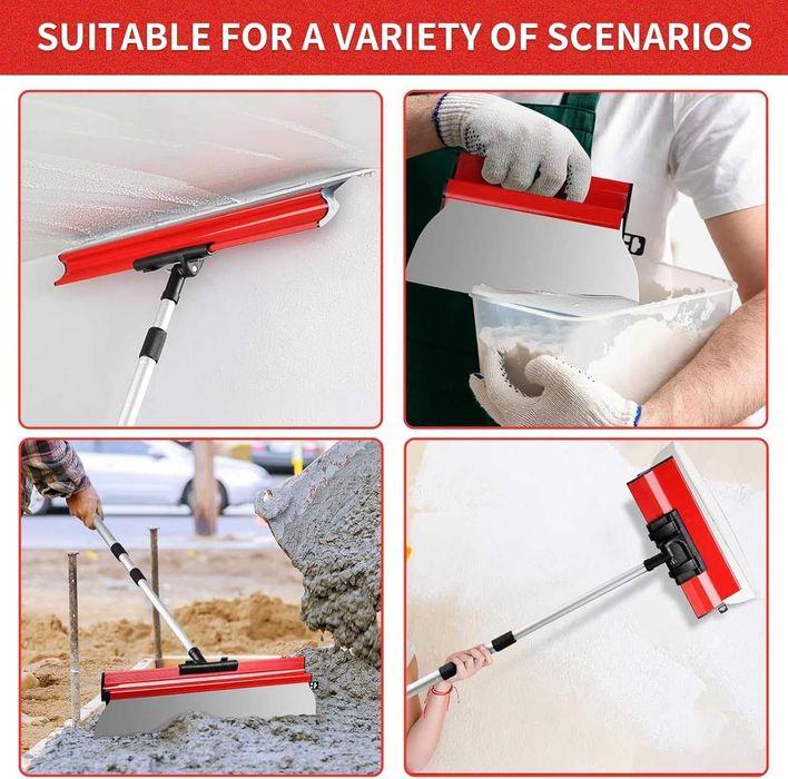 Set 4 gletiere otel inoxidabil – 25, 40, 60, 80 cm, maner – 0.8-1.3 m