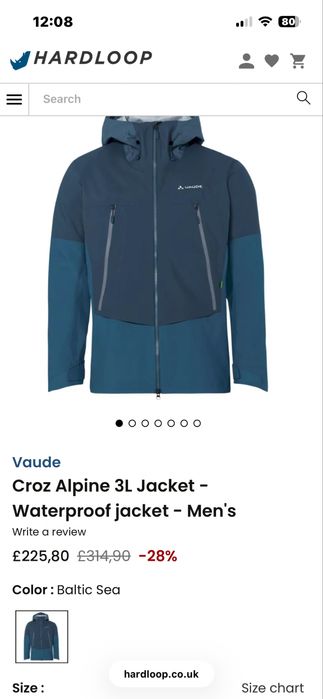 VAUDE : Croz Alpine 3L Waterproof  20К Jacket - размер 52/Л Оригинал