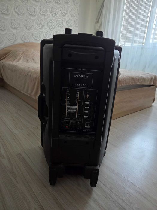 Караоке колона с 2 микрофона, Bluetooth, USB, FM, акумулаторна батерия