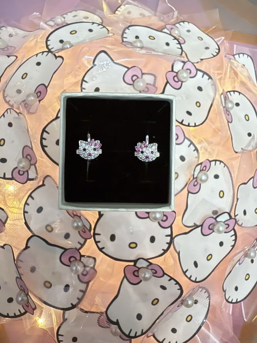 Сережки Hello Kitty серебро 925