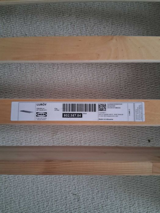 TARVA дървено легло, закупено от IKEA, 200×120cm, персон и половина, с включена подматрачна рамка LUROY