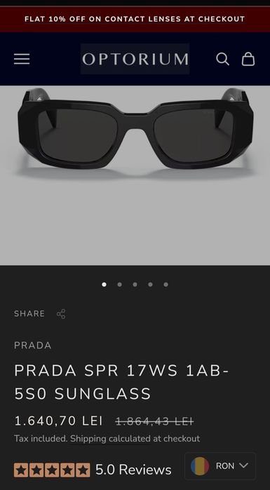 Ochelari de soare Prada noi, nepurtati