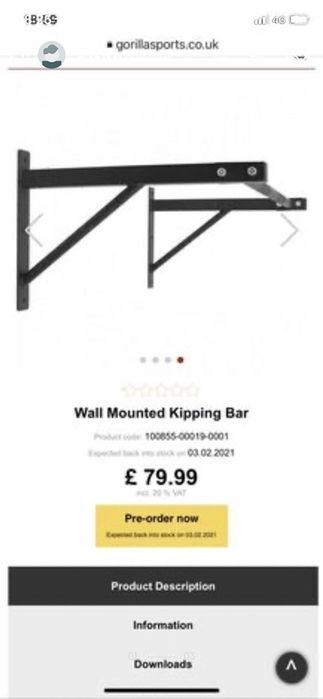 Bara tractiuni cu prindere de tavan si perete noua 200 kg Germany 200