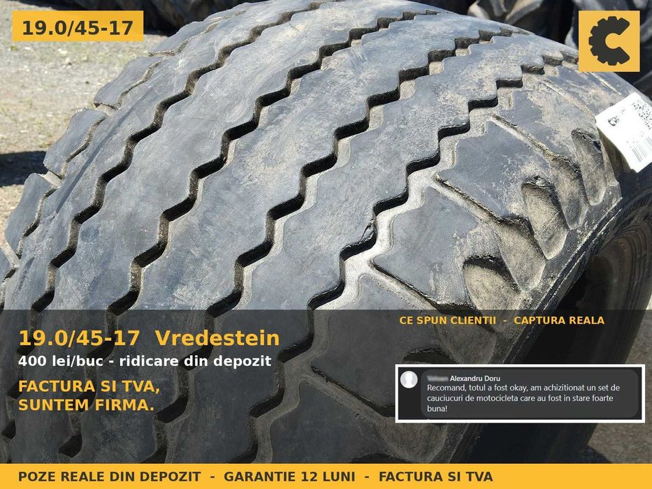 ANVELOPE 19.0/45-17 19/45-17 480/45-17 Vredestein Cauciucuri Remorca Cisterna Vidanja Imprastietoare Flotatie SH GARANTIE Factura TVA Livrare