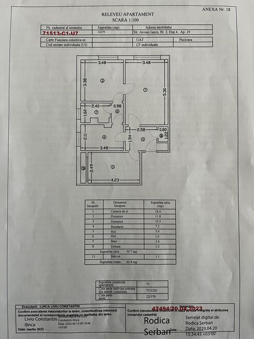 Apartament 3 camere / Decomandat / Etaj 4
