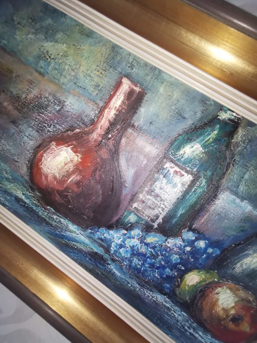 Антикварна картина Натюрморт плодове размери 112,5 см х 42,5 см х4см