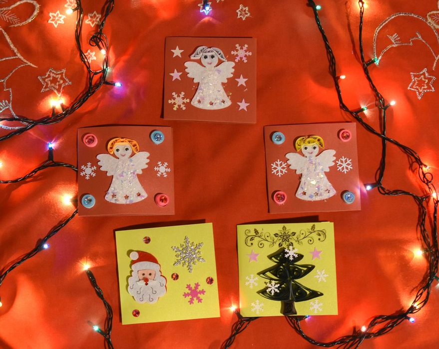Коледни и новогодишни картички - ръчна изработка, квилинг