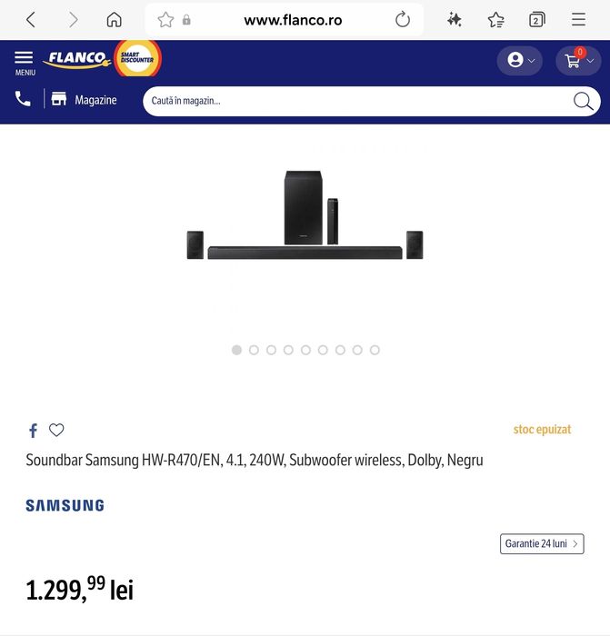 Soundbar 4.1 Samsung HW-R470, 240 W, Negru