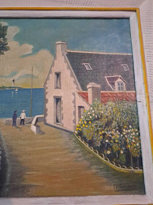 tablou vechi pictura pe panza 51/41 cm semnat Le Lorrain