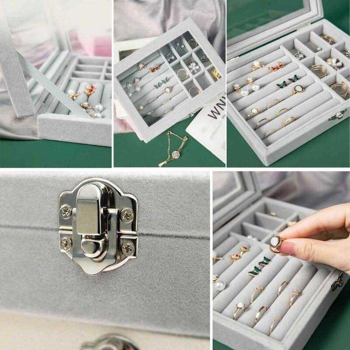 Кутия за бижута, Hggzeg, Преносима, Прахоустойчива,За пръстени,Колиета