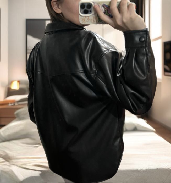 Кожаная рубашка-куртка Pull&Bear