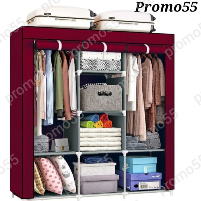 Текстилен триклирен гардероб, Органайзер за дрехи 130х175х45 см.
