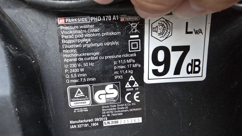 Водоструйка Parkside PHD 170 A1