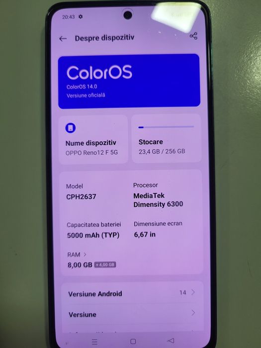 Oppo Reno 12F 5G ca Nou Impecabil Poze Reale