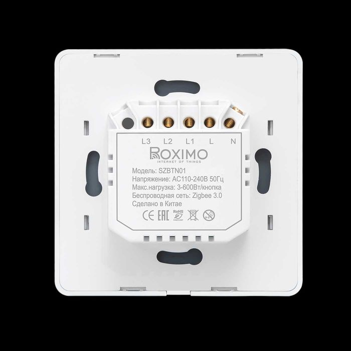 Умный выключатель ROXIMO, двухкнопочный, белый, SWBTN01-2W