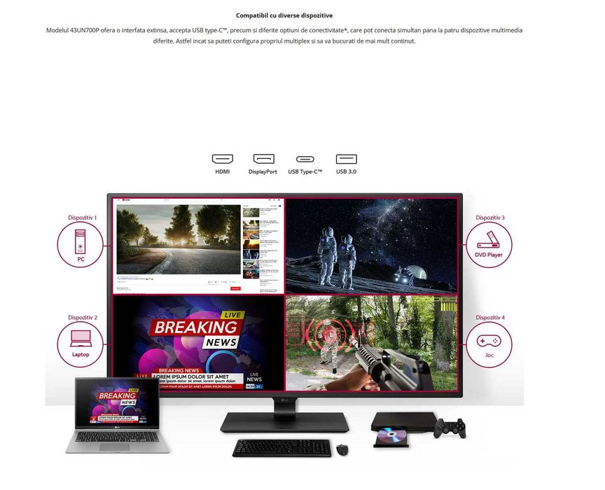 Monitor LED LG 4K - 42.5" inch (108cm) UHD - garantie Octombrie 2027