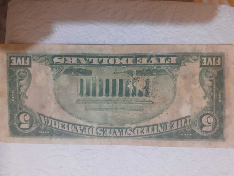 Bancnota veche 5 dolari 1934