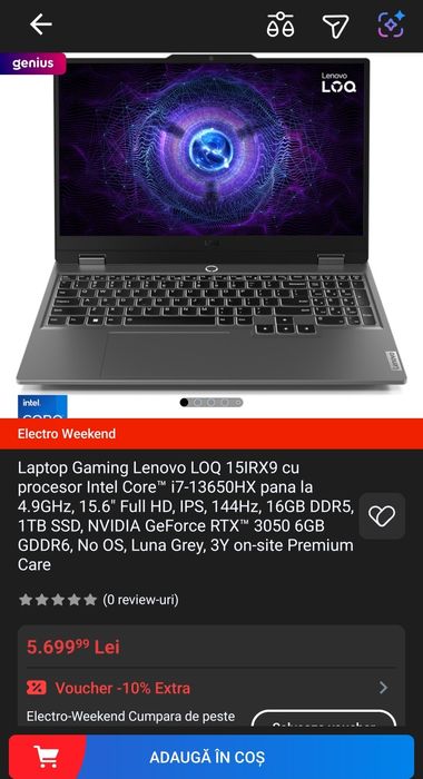 Laptop lenovo loq 24gb ram i7-13650HX nou sigilat