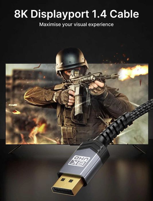 Cablu JSAUX DP/DP,3 m,8K |8K-60Hz, 4K-144Hz, 2K-240Hz 2K-165Hz,sigilat