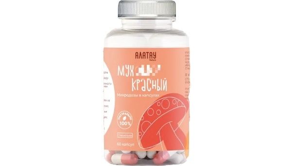 Сушонные шляпки красного гриба в капсулах