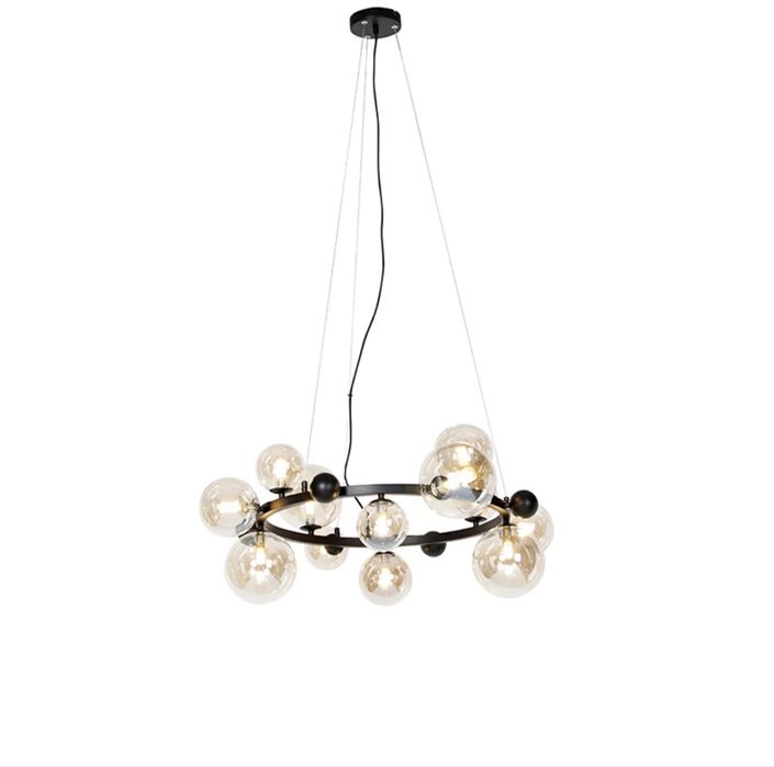 Дизайнерска лампа със стъклени кехлибарени балони