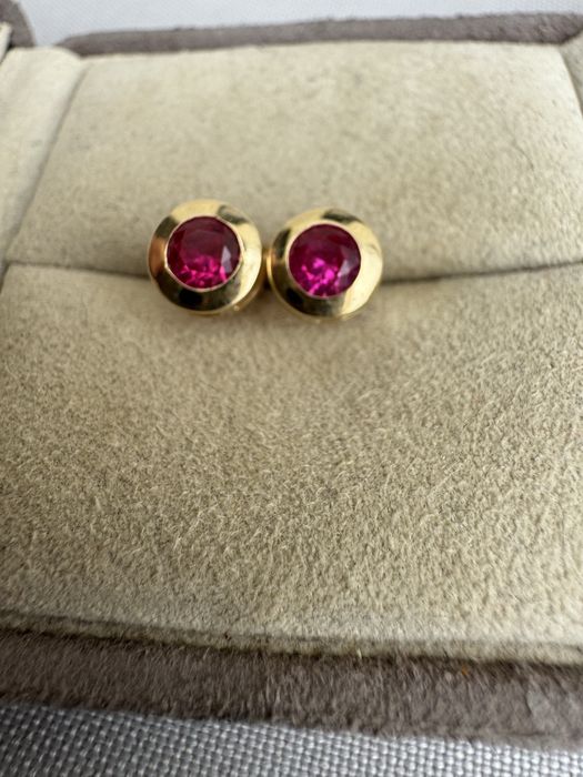 Cercei aur 14 k si rubine