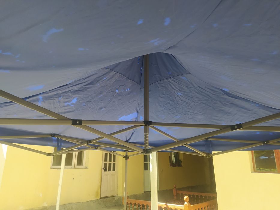 Zontik 3 x 3 bozorchilar uchun yangi xolati zor yomgʻirdan saqlaydi.