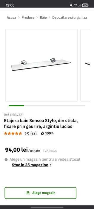 Poliță sticlă temperată