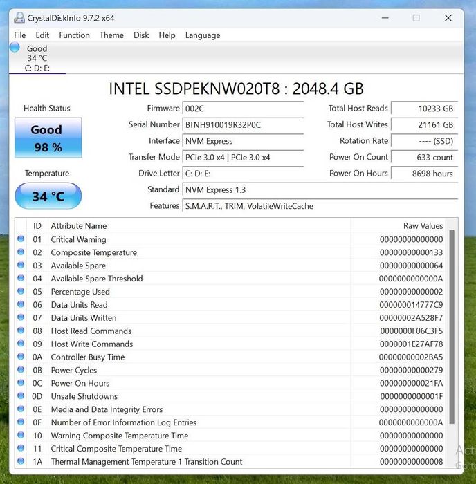SSD 2TB, Intel® 660p Series, M.2 Nvme 80mm, PCIe 3.0 x4