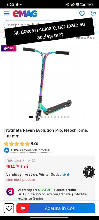 Trotinetă Raven Evolution Pro în stare foarte bună