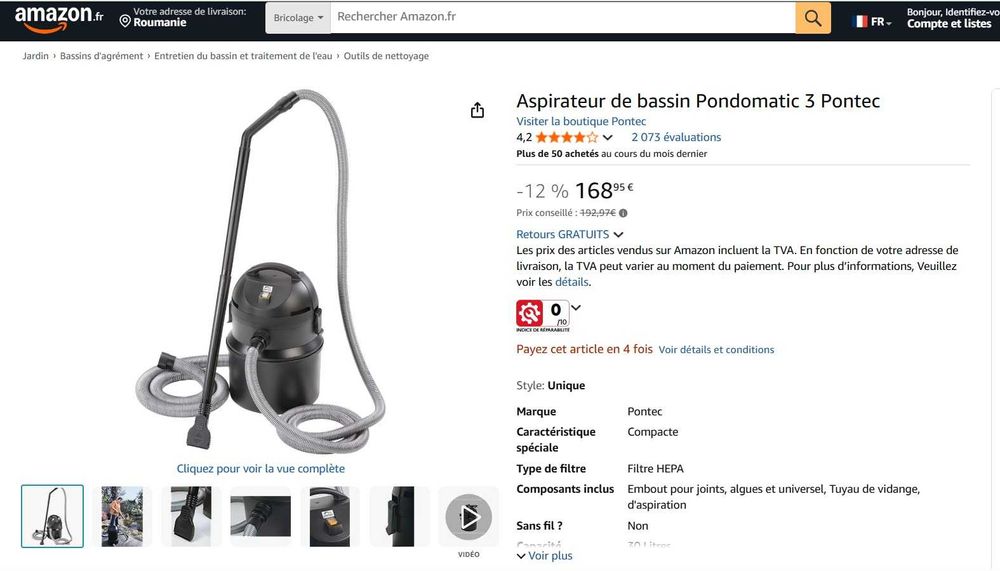Aspirator pentru iaz Pondomatic 3 Pontec