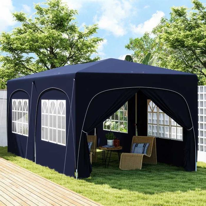Сгъваем беседка Outsunny 3 x 6 м със странични стени, UPF50+