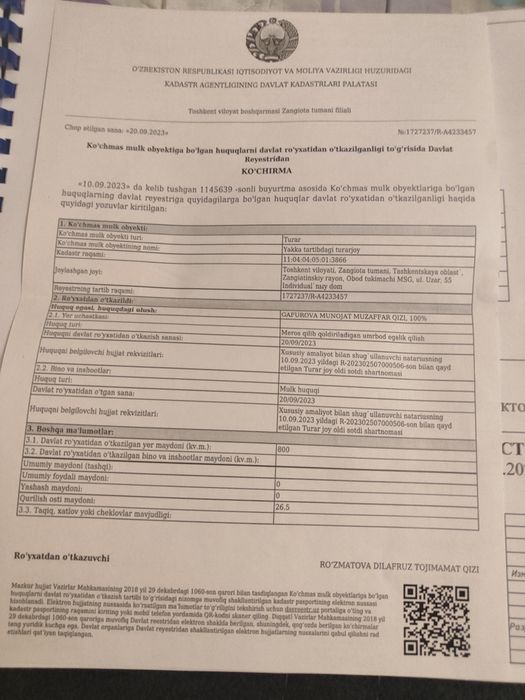 Nazarbeda 8sotik yer bor toqimachi maxalasida dakumentlari tayor