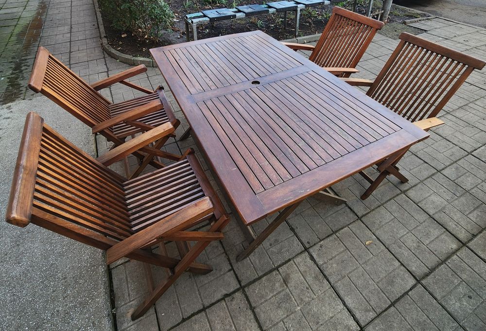 Комплект градински мебели тиково дърво