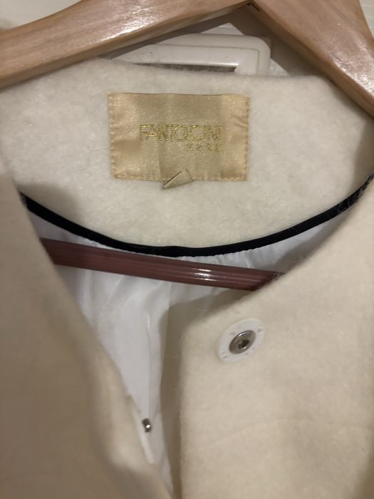 Фешън палто бяло с косъм