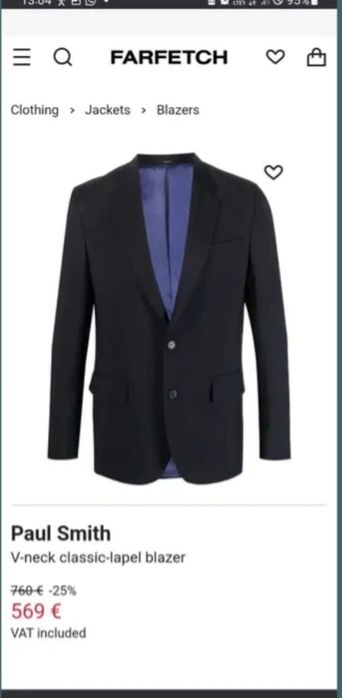 Sacou original Paul Smith, mărimea 54