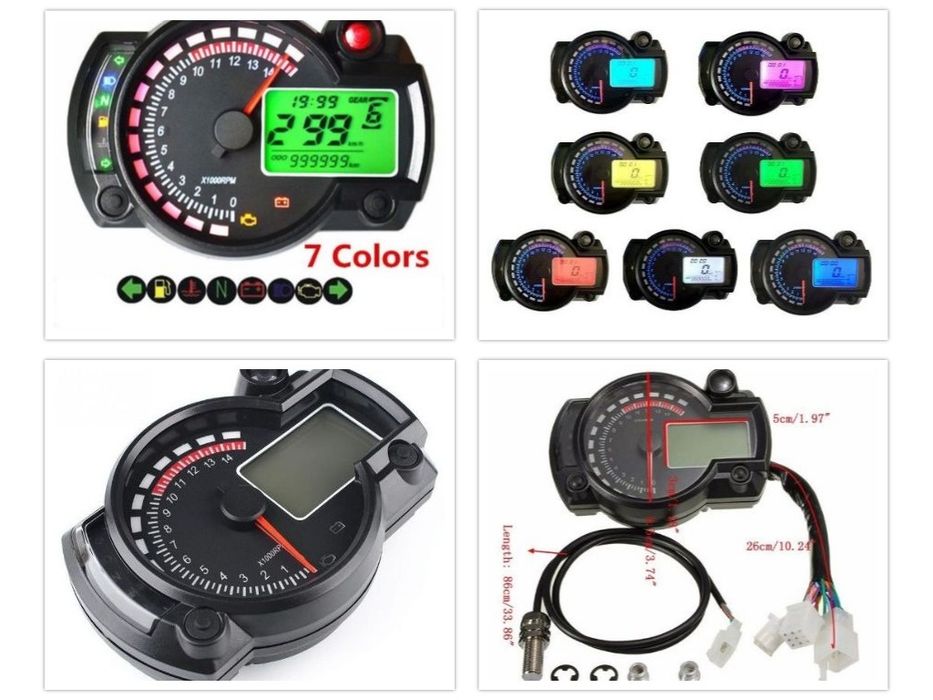 Bord moto motocicleta ceas vitezometru kilometraj scuter ATV  semnal