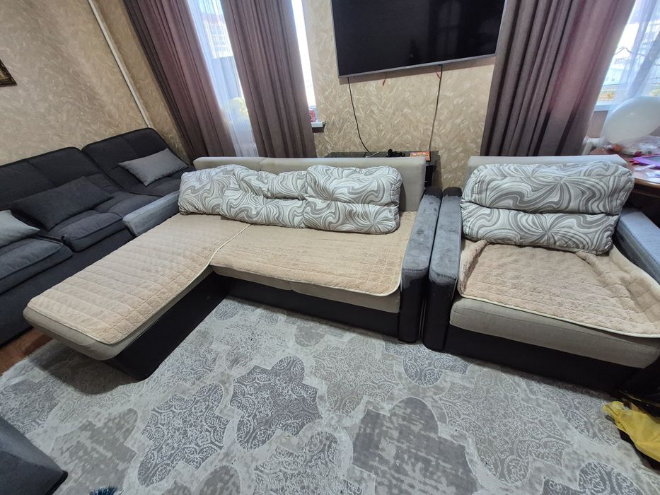 Диван угловой серый