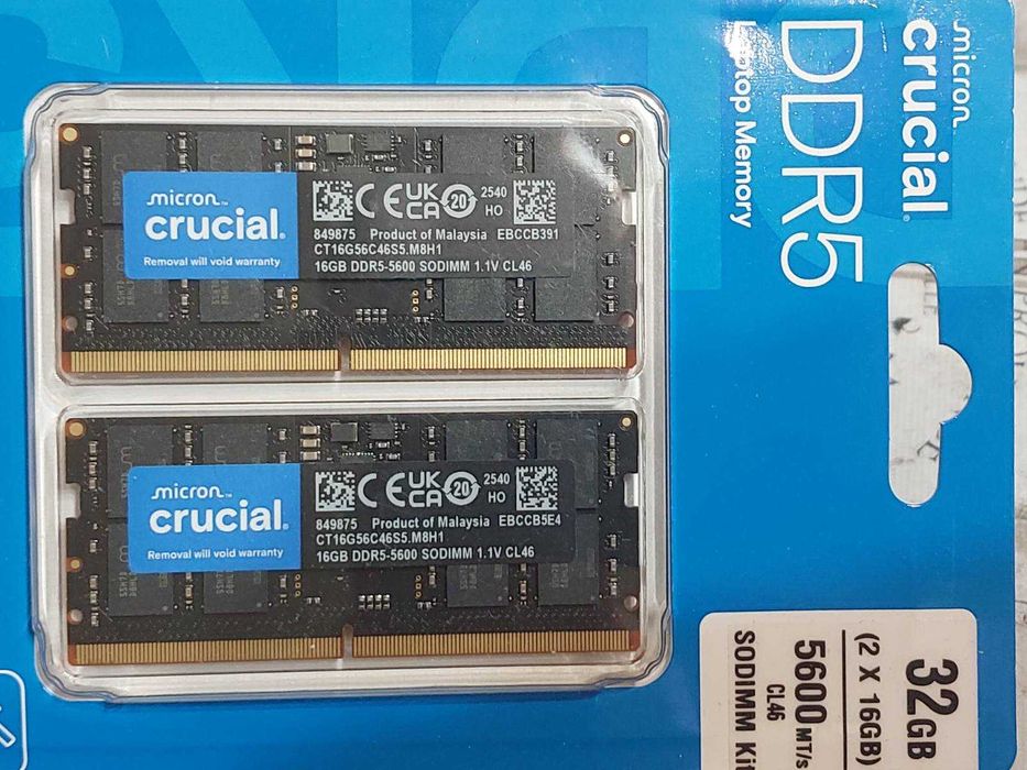 32GB DDR5 5600MT/s CL46 - Crucial (SO-DIMM) - НОВИ