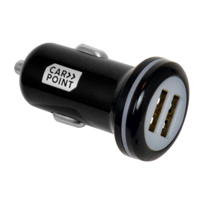 Set incarcare telefon Carpoint Premium, incarcator bricheta cu 2 iesiri USB, cablu cu cablu conector hibrid MicroUSB MFi Dock 8pin si incarcator