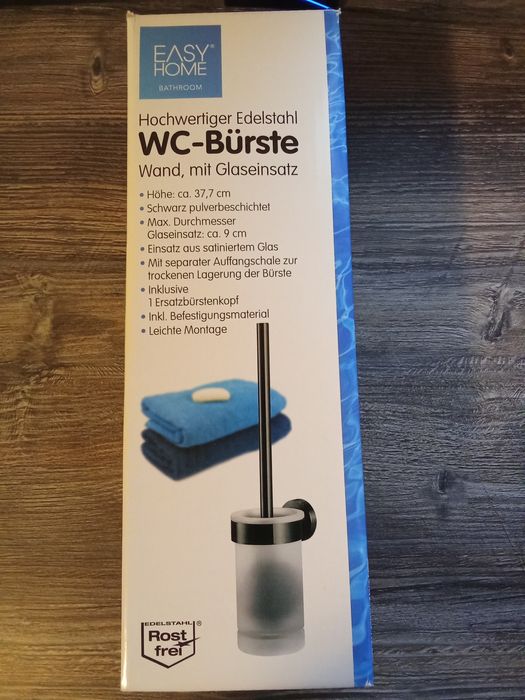 Perie wc , sticlă satinată+metal negru