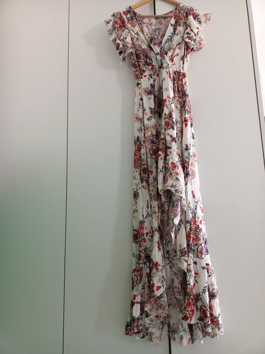 Rochie pentru ocazii speciale M albă cu flori feminină