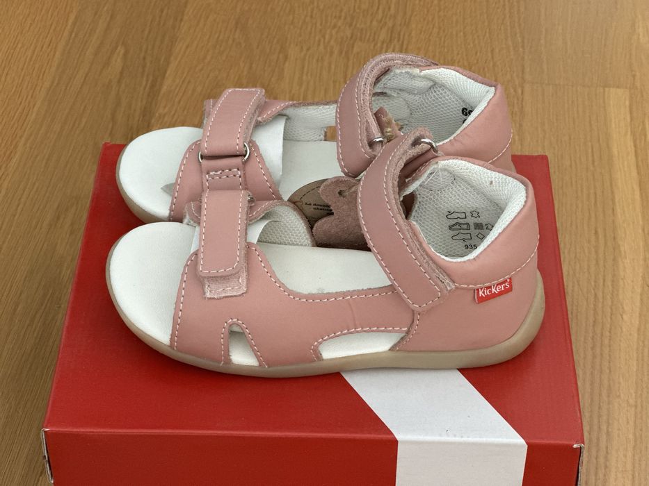 Sandale Kickers din piele, inchidere velcro, 25 EU, interior 15.7 cm