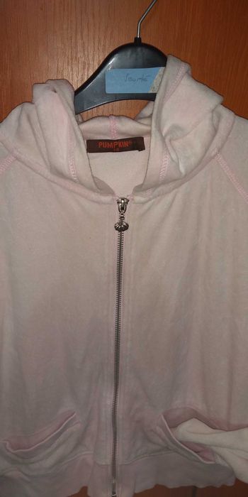 Hanorac dama catifelat Pumpkin UK ,roz ,gluga & buzunare , M