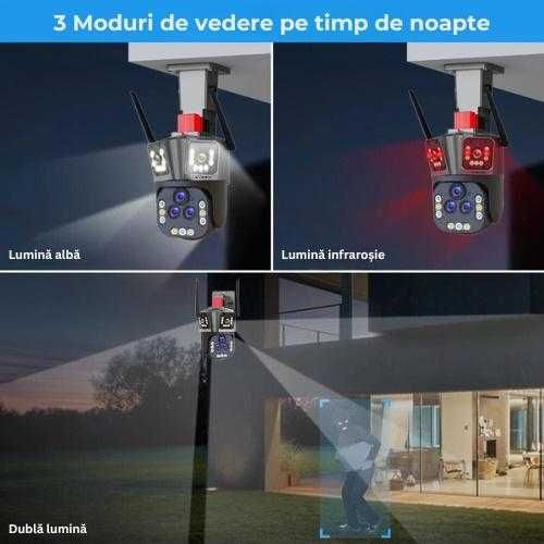 Camera Tripla de Supraveghere, Wireless, NV, Deterct Miscare Umana