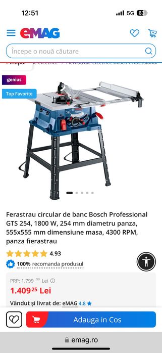 Ferastrau circular de banc Bosch Professional