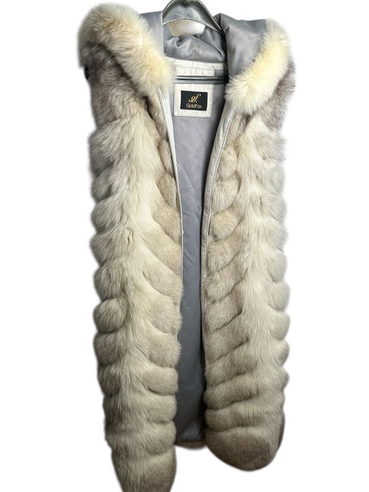 Руски дълъг елек от дива лисица, 100% кожа, отлично състояние,S размер