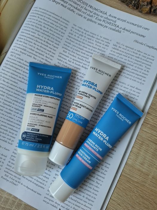Set 3 produse Yves Rocher Hydra Water-Plump (Cremă, BB Cream SPF50, Mască)